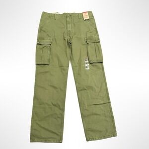Levi's Ace Cargo Pants Mens 36x34  Olive Green Relaxed Fit Tapered Leg NEW